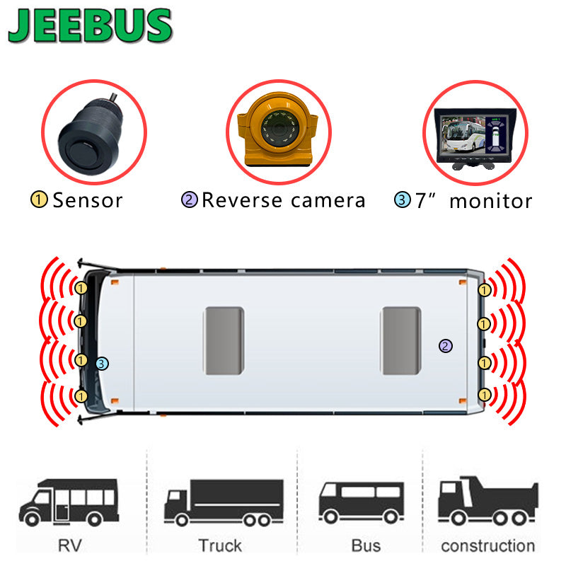 Ultrasonic Radar Parking Sensor System 10 Radar Sensors for School Bus