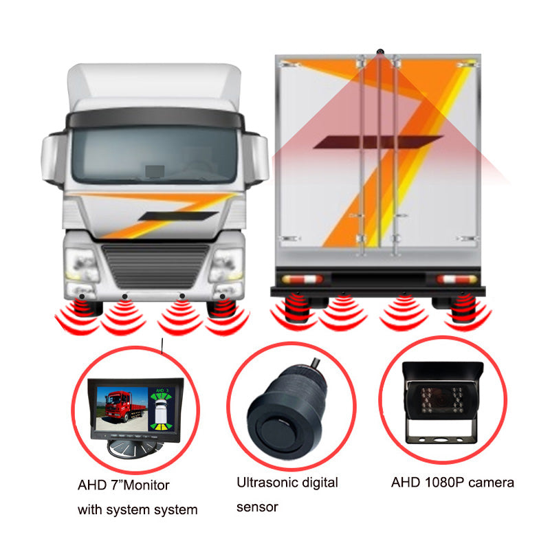 2CH 16 Probe Truck Parking Sensor Digital Vision Ultrasonic Truck Reversing Radar System