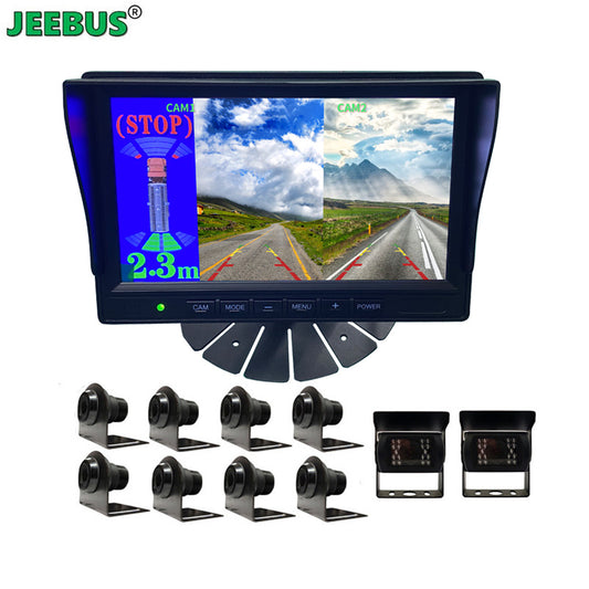 2CH 16 Probe Truck Parking Sensor Digital Vision Ultrasonic Truck Reversing Radar System